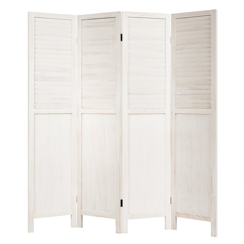 Pemberly Row 4-panel Contemporary Wood Folding Privacy Room Divider in White