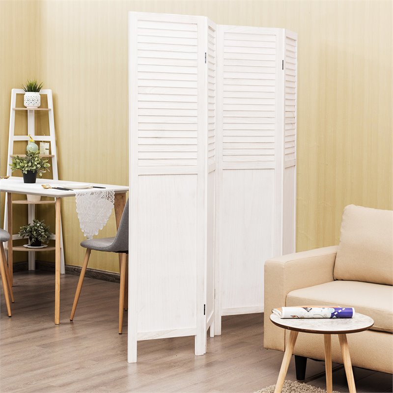 Pemberly Row 4-panel Contemporary Wood Folding Privacy Room Divider in White