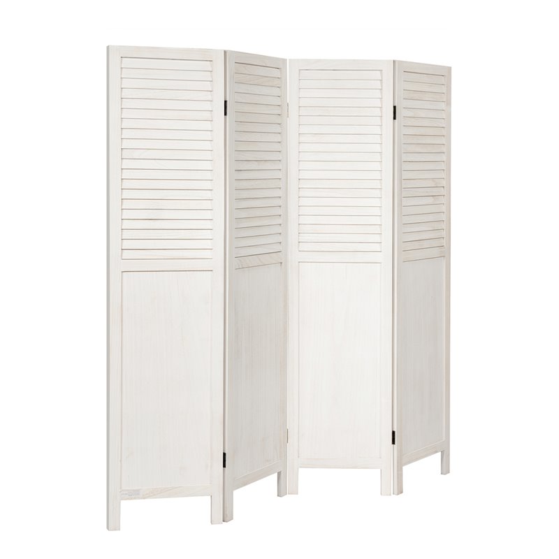Pemberly Row 4-panel Contemporary Wood Folding Privacy Room Divider in White