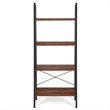 Pemberly Row 4-Tier Wood and Metal Ladder Bookcase in Brown and Black