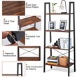 Pemberly Row 4-Tier Wood and Metal Ladder Bookcase in Brown and Black