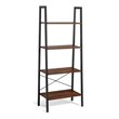 Pemberly Row 4-Tier Wood and Metal Ladder Bookcase in Brown and Black