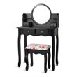 Pemberly Row MDF and Wood Makeup Vanity Set with Oval Mirror in Black
