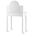 Pemberly Row MDF and Wood Makeup Vanity Set with Oval Mirror in White