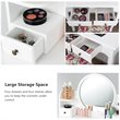 Pemberly Row MDF and Wood Makeup Vanity Set with Oval Mirror in White