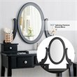 Pemberly Row MDF & Wood Vanity Dressing Table Set w/ Stool & Oval Mirror - Black