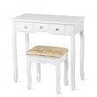 Pemberly Row MDF & Wood Vanity Dressing Table Set w/ Stool & Oval Mirror - White