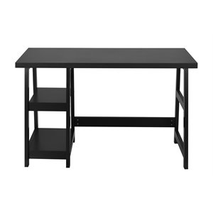 Pemberly Row Engineered Wood Computer Desk with Removable Shelf in Black