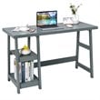 Pemberly Row Engineered Wood Computer Desk with Removable Shelf in Gray