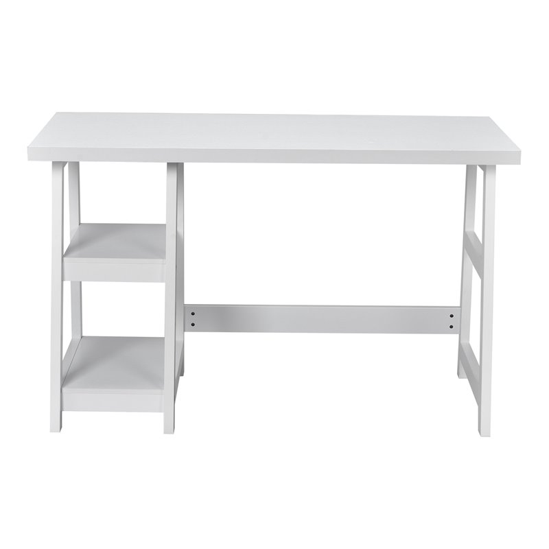 Pemberly Row Engineered Wood Computer Desk with Removable Shelf in White