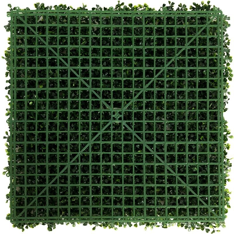 Pemberly Row 12-piece PE Artificial Boxwood Plant Wall Panel in Green