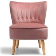 Pemberly Row Rubber Wood & Tufted Velvet Armless Leisure Chair in Pink