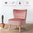 Pemberly Row Rubber Wood & Tufted Velvet Armless Leisure Chair in Pink