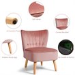 Pemberly Row Rubber Wood & Tufted Velvet Armless Leisure Chair in Pink