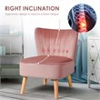 Pemberly Row Rubber Wood & Tufted Velvet Armless Leisure Chair in Pink