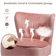 Pemberly Row Rubber Wood & Tufted Velvet Armless Leisure Chair in Pink