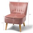 Pemberly Row Rubber Wood & Tufted Velvet Armless Leisure Chair in Pink
