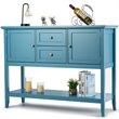 Pemberly Row MDF and Pine Wood Sideboard with Drawers & Storage Cabinets in Blue