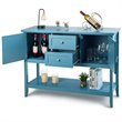 Pemberly Row MDF and Pine Wood Sideboard with Drawers & Storage Cabinets in Blue
