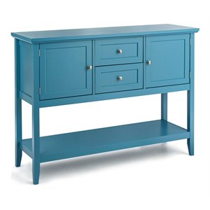 Pemberly Row MDF and Pine Wood Sideboard with Drawers & Storage Cabinets in Blue