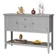 Pemberly Row MDF and Pine Wood Sideboard with Drawers & Storage Cabinets in Gray