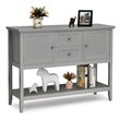 Pemberly Row MDF and Pine Wood Sideboard with Drawers & Storage Cabinets in Gray