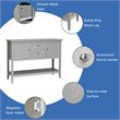 Pemberly Row MDF and Pine Wood Sideboard with Drawers & Storage Cabinets in Gray