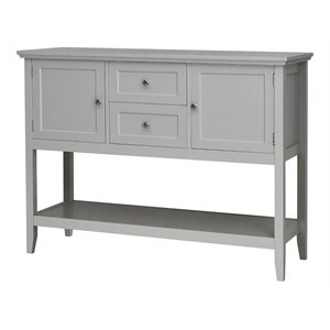 Pemberly Row MDF and Pine Wood Sideboard with Drawers & Storage Cabinets in Gray