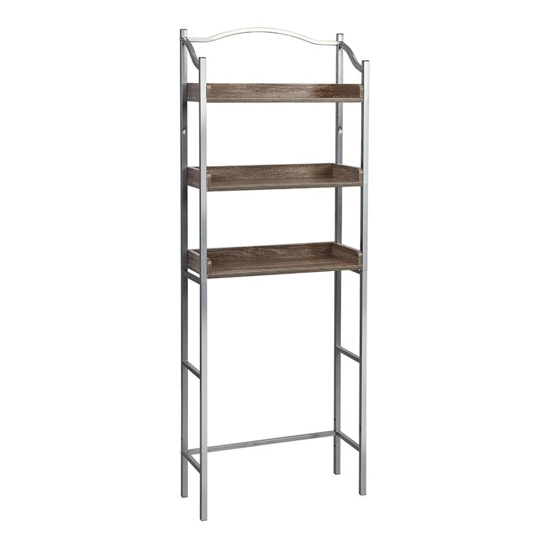 Pemberly Row 3-tier Engineered Wood and Iron Bathroom Spacesaver in Silver