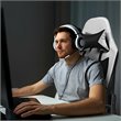 Pemberly Row PU and Iron Massage Gaming Chair with Footrest in White