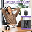 Pemberly Row PU and Iron Massage Gaming Chair with Footrest in White