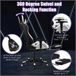 Pemberly Row PU and Iron Massage Gaming Chair with Footrest in White