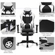 Pemberly Row PU and Iron Massage Gaming Chair with Footrest in White