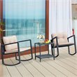 Pemberly Row 3-piece Rattan Patio Conversation Set with Cushioned Sofa in Black