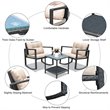 Pemberly Row 3-piece Rattan Patio Conversation Set with Cushioned Sofa in Black