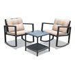 Pemberly Row 3-piece Rattan Patio Conversation Set with Cushioned Sofa in Black