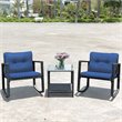 Pemberly Row 3-piece Steel and Rattan Patio Rocking Chair Set in Navy