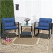 Pemberly Row 3-piece Steel and Rattan Patio Rocking Chair Set in Navy