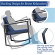 Pemberly Row 3-piece Steel and Rattan Patio Rocking Chair Set in Navy