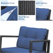 Pemberly Row 3-piece Steel and Rattan Patio Rocking Chair Set in Navy