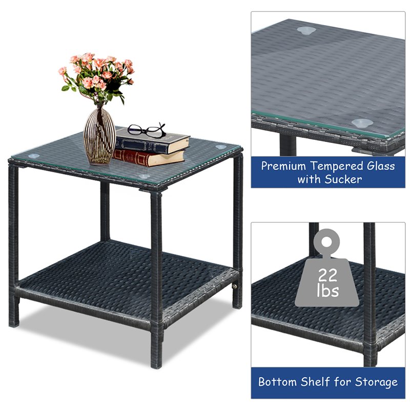 Pemberly Row 3-piece Steel and Rattan Patio Rocking Chair Set in Navy