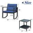 Pemberly Row 3-piece Steel and Rattan Patio Rocking Chair Set in Navy