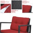 Pemberly Row 3-piece Steel and Rattan Patio Rocking Chair Set in Burgundy Red