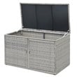Pemberly Row 88-gallon Contemporary Rattan Patio Container Box Bin in Gray
