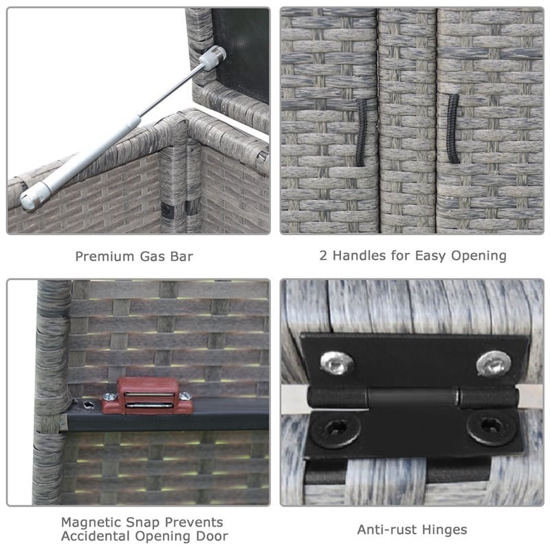 Pemberly Row 88-gallon Contemporary Rattan Patio Container Box Bin in Gray