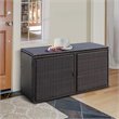 Pemberly Row 88-gallon Contemporary Rattan Patio Container Box Bin in Brown
