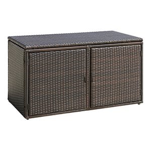 Pemberly Row 88-gallon Contemporary Rattan Patio Container Box Bin in Brown