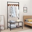 Pemberly Row Contemporary Iron and MDF Hall Tree with 5 Hooks in Coffee