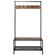 Pemberly Row Contemporary Iron and MDF Hall Tree with 5 Hooks in Coffee