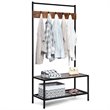 Pemberly Row Contemporary Iron and MDF Hall Tree with 5 Hooks in Coffee